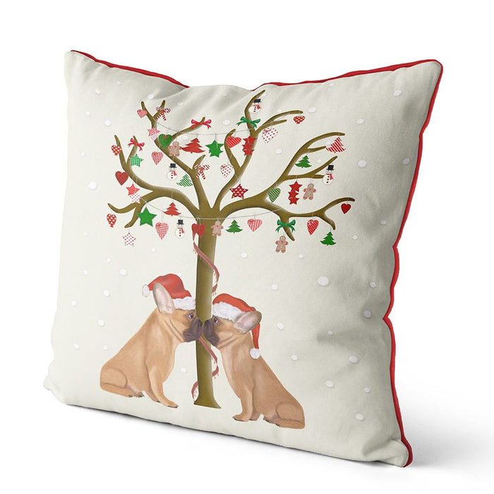 French Bulldogs and Christmas Tree, Cushion / Throw Pillow