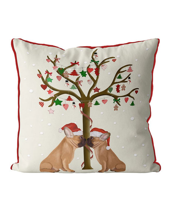 French Bulldogs and Christmas Tree, Cushion / Throw Pillow