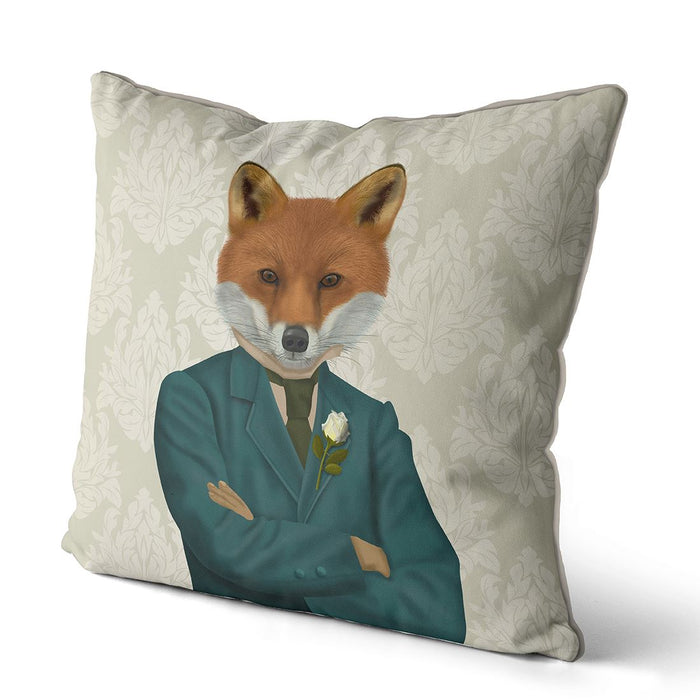Fox Victorian Gentleman Portrait, Cushion / Throw Pillow