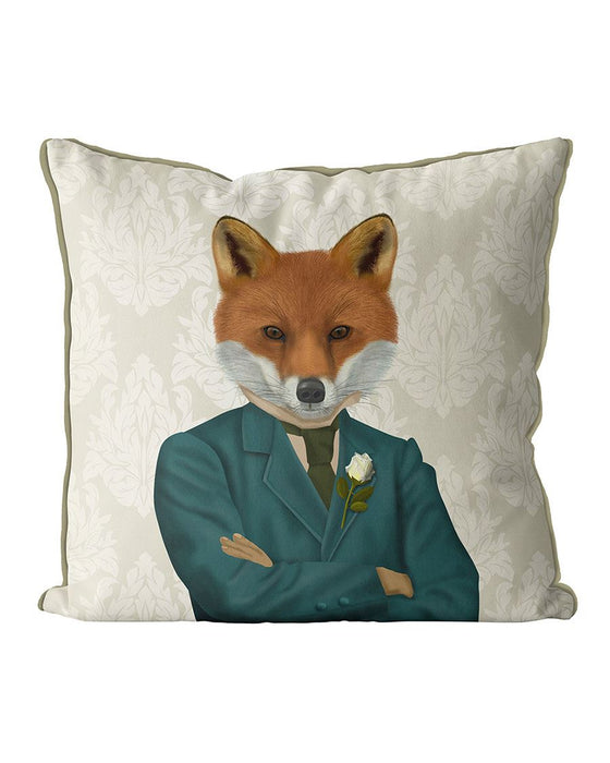 Fox Victorian Gentleman Portrait, Cushion / Throw Pillow