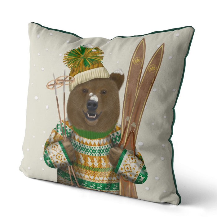 Bear in Christmas Sweater, Cushion / Throw Pillow
