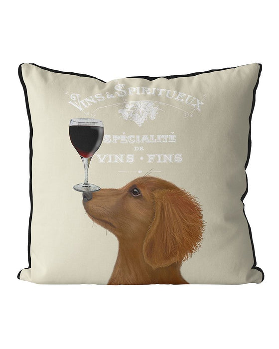 Dog Au Vin, Dachshund Gold, Cushion / Throw Pillow