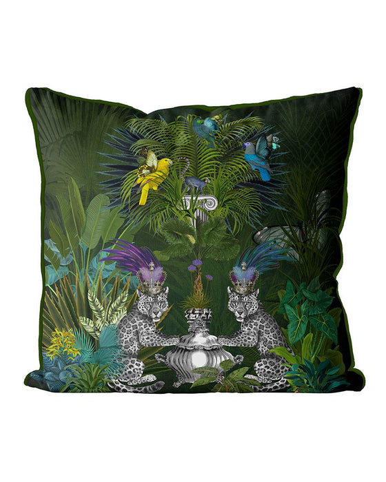 Blue Lemur, Leopard Jungle Cushion / Throw Pillow