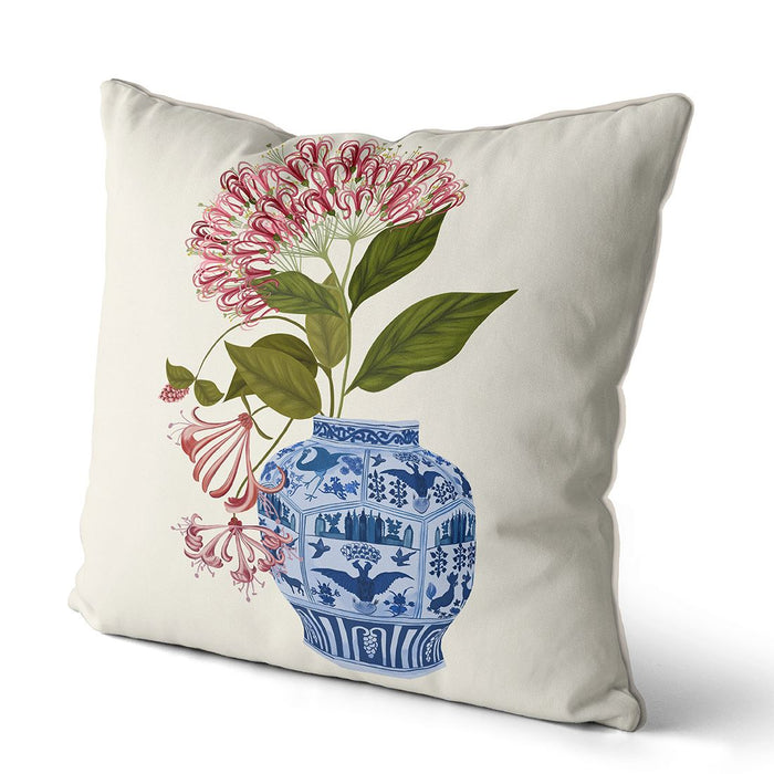 Cinchona and Vase, Chinoiserie Cushion / Throw Pillow