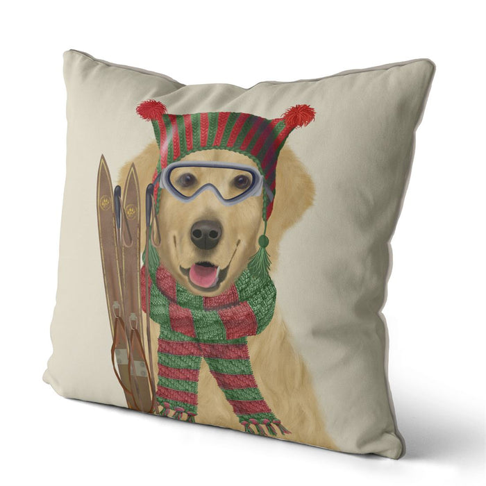 Golden Retriever Ski Dog, Cushion / Throw Pillow