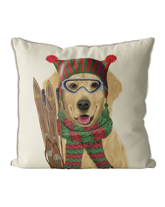 Golden Retriever Ski Dog, Cushion / Throw Pillow