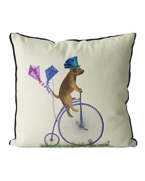 Border Terrier on Penny Farthing, Cushion / Throw Pillow