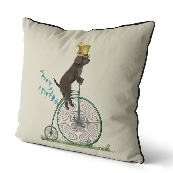 Cockapoo Brown on Penny Farthing, Cushion / Throw Pillow