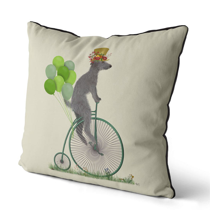 Deerhound on Penny Farthing, Cushion / Throw Pillow