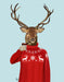 Deer in Ski Sweater, Art Print, Canvas Wall Art | FabFunky