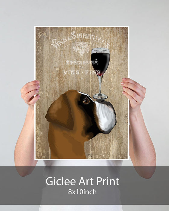 Boxer, Dog au vin, Dog Art Print, Wall art | Print 18x24inch