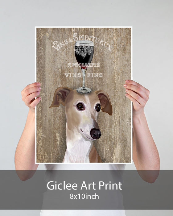 Greyhound, Dog Au Vin, Dog Art Print, Wall art | Print 18x24inch