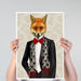 Fox with Red Bow Tie, Art Print, Canvas Wall Art | Canvas 11x14inch