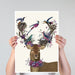 Deer Birdkeeper, Tropical Bird Nests, Art Print | Canvas 11x14inch