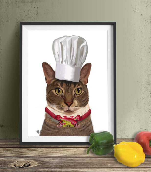 Cat Chef, Art Print, Canvas Wall Art | Print 14x11inch