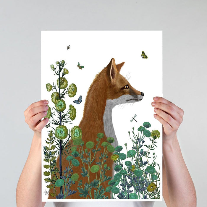 Fox In the Garden, Art Print, Canvas Wall Art | Canvas 11x14inch