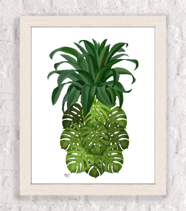 Pineapple, Monstera Leaf, Botanical art print, Wall art