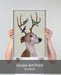 Greyhound and Antlers - Grey, Dog Art Print, Wall art | Print 18x24inch