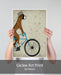 Boxer on Bicycle, Dog Art Print, Wall art | Print 18x24inch