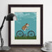 English Bulldog on Bicycle - Sky, Dog Art Print, Wall art | Print 14x11inch
