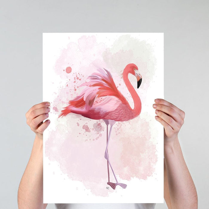 Fluffy Flamingo 2, Bird Art Print, Wall Art | Print 18x24inch