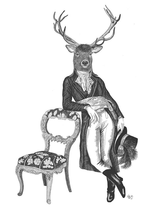 Deer and Chair, Limited Edition Print of drawing | FabFunky