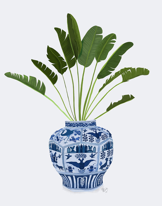 Chinoiserie Vase 5, With Plant, Art Print | FabFunky