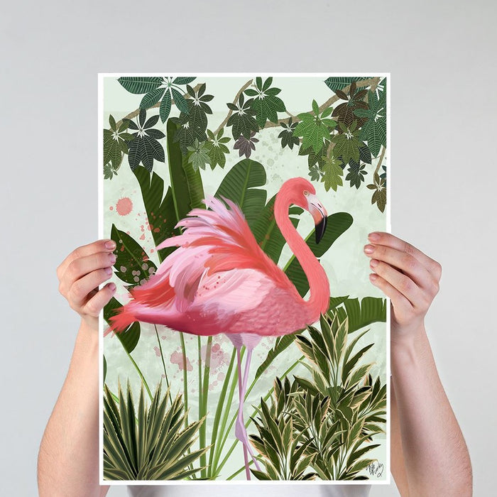Hot House Flamingo 1, Bird Art Print, Wall Art | Print 18x24inch