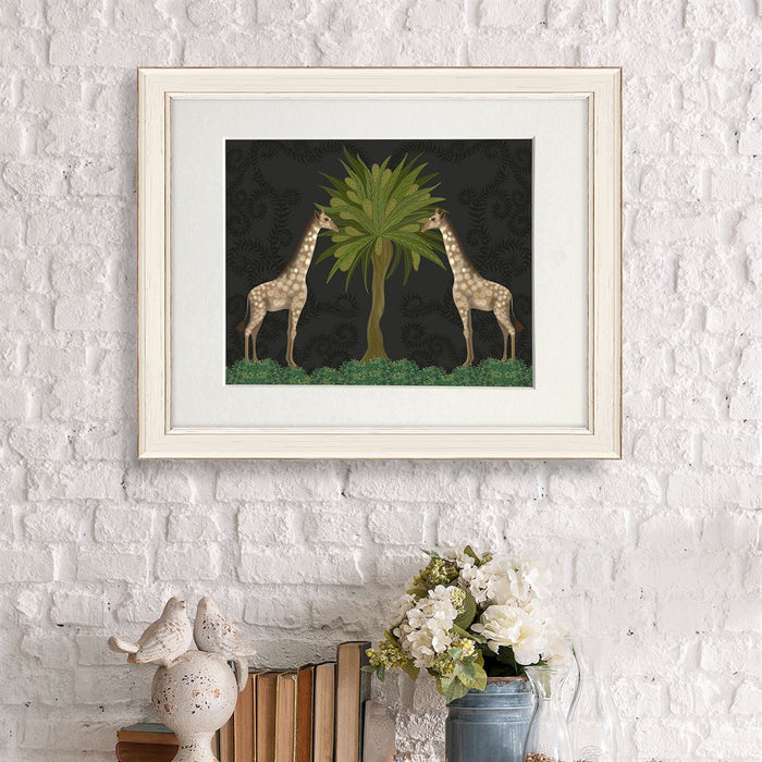 Giraffe Twins, Charcoal, Animalia , Art Print, Wall Art | Print 14x11inch
