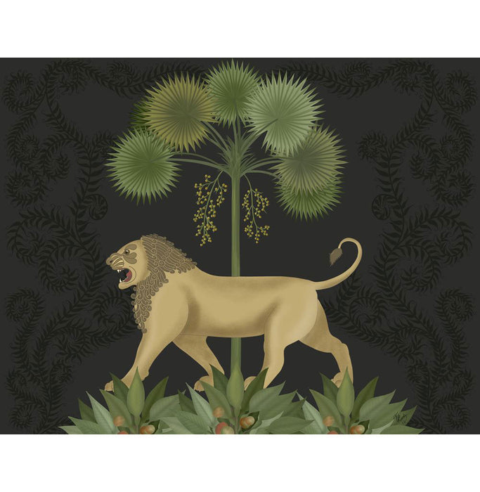 Lion under palms, Charcoal, Animalia , Art Print, Wall Art | FabFunky