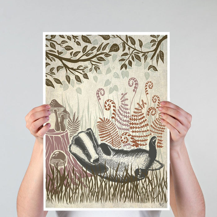 Country Lane Badger 1, Earth, Art Print | Canvas 11x14inch