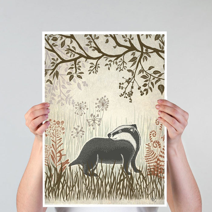 Country Lane Badger 2, Earth, Art Print | Canvas 11x14inch