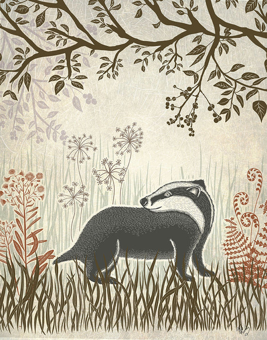 Country Lane Badger 2, Earth, Art Print | FabFunky
