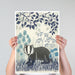 Country Lane Badger 5, Blue, Art Print | Canvas 11x14inch