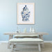 Chinoiserie Vase Crane Garden Blue, Art Print | Print 14x11inch