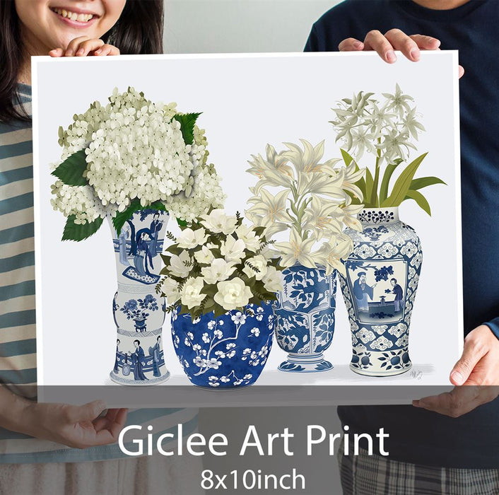 Chinoiserie Flower Quartet 2, Blue, Art Print | Print 18x24inch