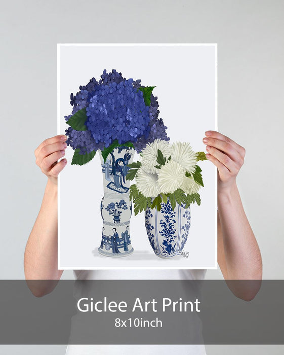 Chinoiserie Flower Duo 3, Blue, Art Print | Print 18x24inch