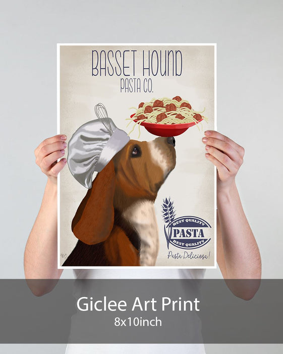 Basset Hound Pasta Cream, Dog Art Print, Wall art | Print 18x24inch