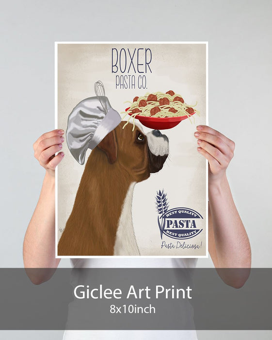 Boxer Pasta Cream, Dog Art Print, Wall art | Print 18x24inch