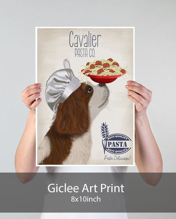 Cavalier Spaniel Brown White Pasta Cream, Dog Art Print, Wall art | Print 18x24inch