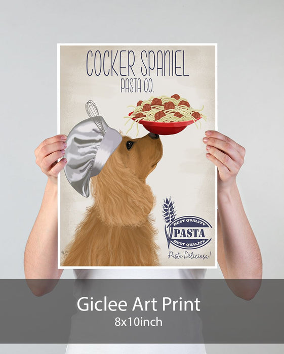 Cocker Spaniel Gold Pasta Cream, Dog Art Print, Wall art | Print 18x24inch