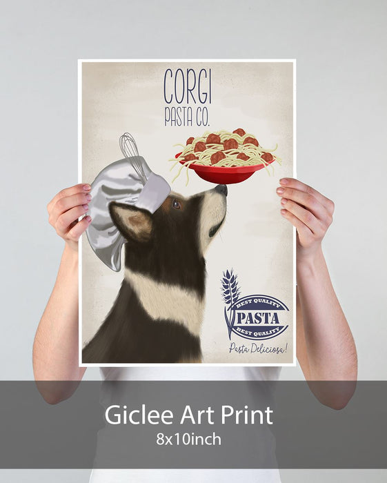 Corgi Tricolour Pasta Cream, Dog Art Print, Wall art | Print 18x24inch