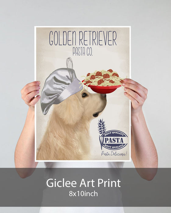 Golden Retriever Pasta Cream, Dog Art Print, Wall art | Print 18x24inch