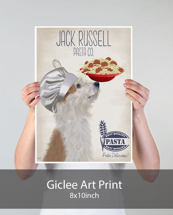 Jack Russell Rough Pasta Cream, Dog Art Print, Wall art | Print 18x24inch