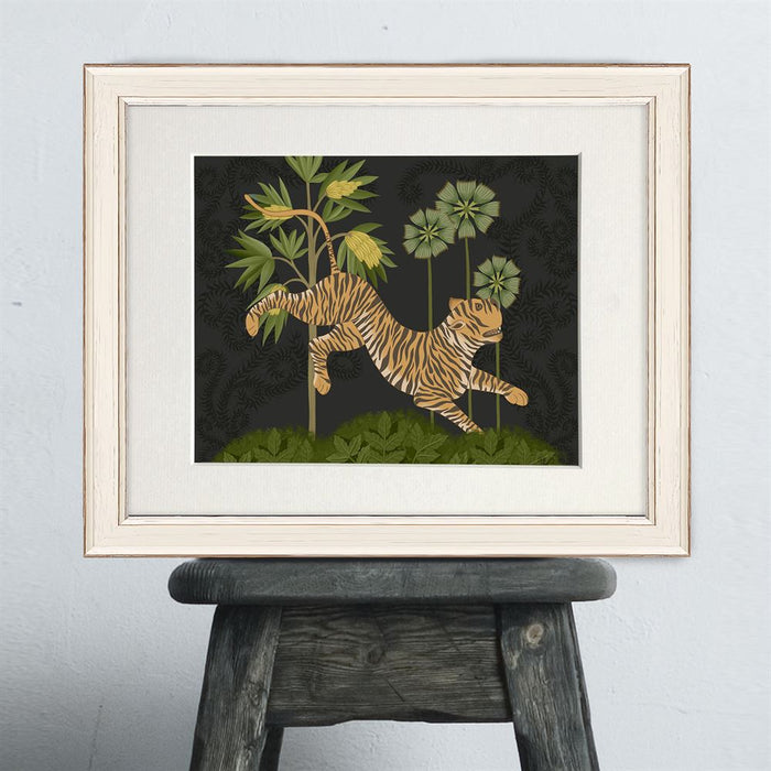 Leaping Tiger, Charcoal, Animalia , Art Print, Wall Art | Print 14x11inch