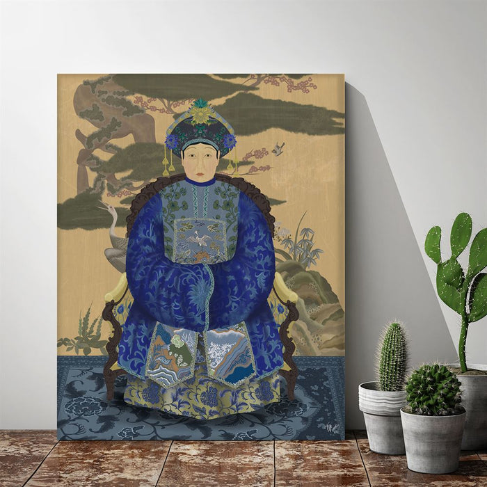 Empress 1 Blue in Garden, Art Print, Wall Art | Framed Black