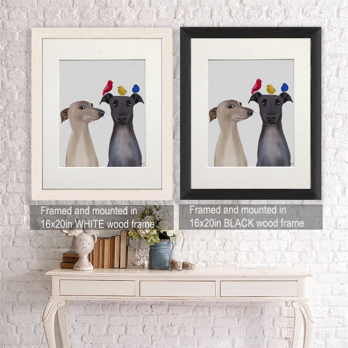 Greyhounds and Birds, Art Print, Wall Art | Print 14x11inch