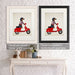 Dachshund on a Moped, Dog Art Print, Wall art | Canvas 18x24inch