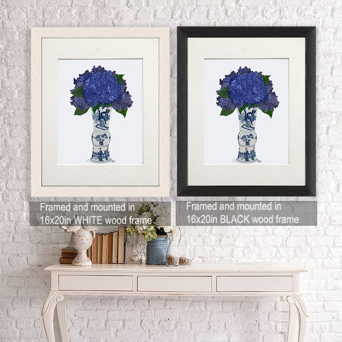Chinoiserie Hydrangea Blue, Blue Vase, Art Print