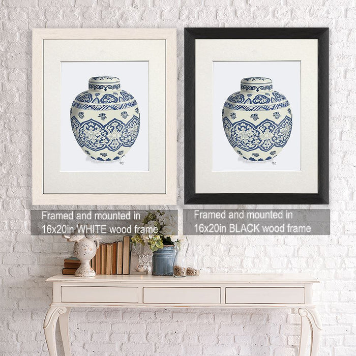 Chinoiserie Vase Symbol Blue, Art Print